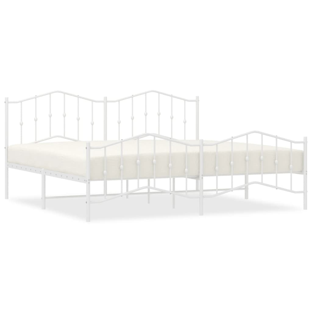 vidaXL Bed Frame | White | Steel | 200x200 cm | Bed Frame | Rectangular | Modern