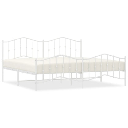 vidaXL Bed Frame | White | Steel | 200x200 cm | Bed Frame | Rectangular | Modern