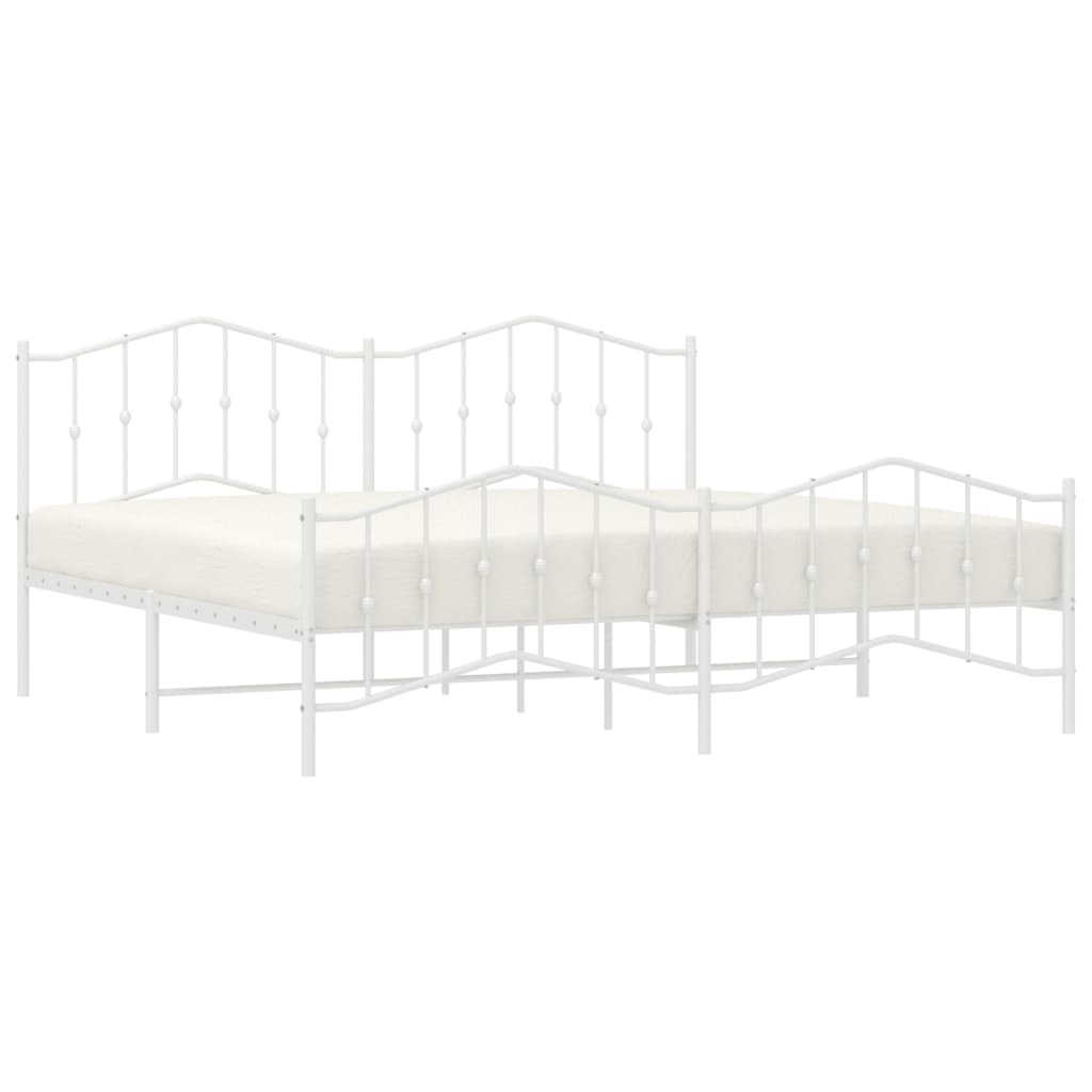vidaXL Bed Frame | White | Steel | 200x200 cm | Bed Frame | Rectangular | Modern