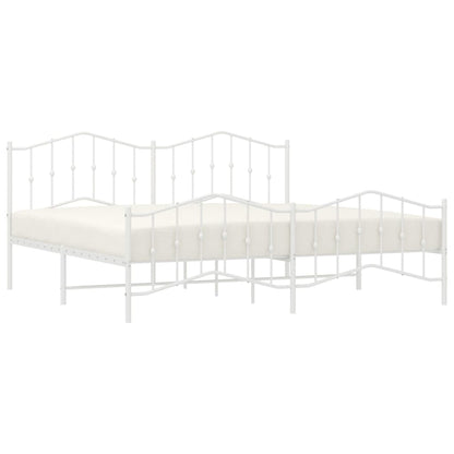 vidaXL Bed Frame | White | Steel | 200x200 cm | Bed Frame | Rectangular | Modern