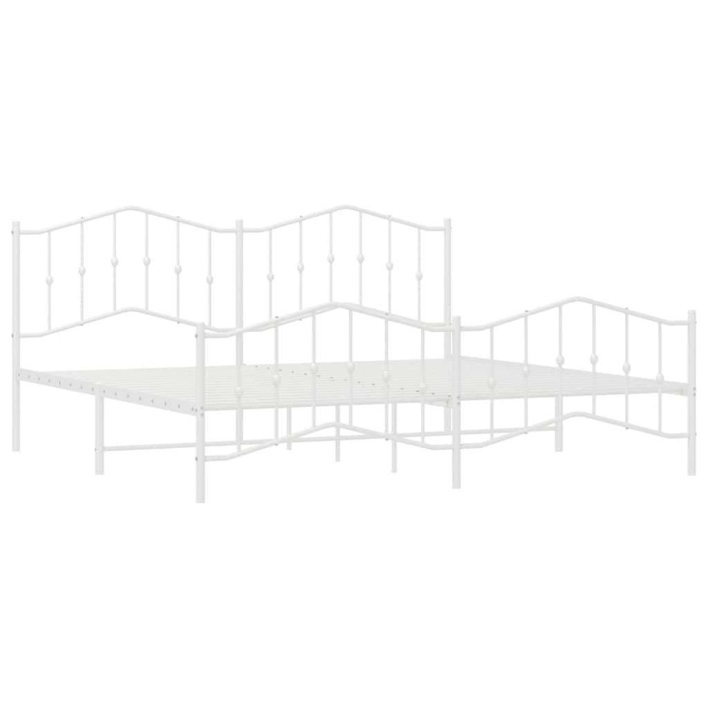 vidaXL Bed Frame | White | Steel | 200x200 cm | Bed Frame | Rectangular | Modern