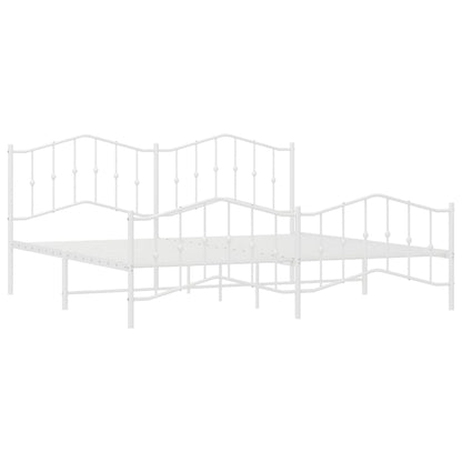 vidaXL Bed Frame | White | Steel | 200x200 cm | Bed Frame | Rectangular | Modern