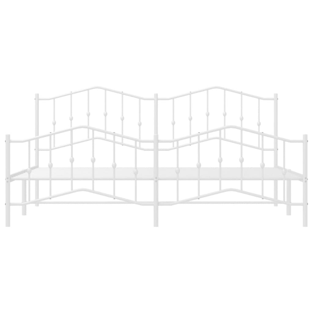 vidaXL Bed Frame | White | Steel | 200x200 cm | Bed Frame | Rectangular | Modern