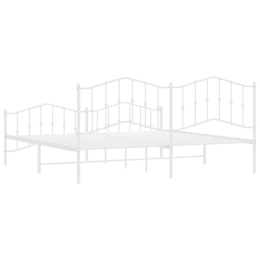 vidaXL Bed Frame | White | Steel | 200x200 cm | Bed Frame | Rectangular | Modern