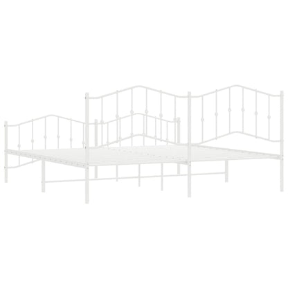 vidaXL Bed Frame | White | Steel | 200x200 cm | Bed Frame | Rectangular | Modern