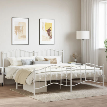 vidaXL Bed Frame | White | Steel | 200x200 cm | Bed Frame | Rectangular | Modern