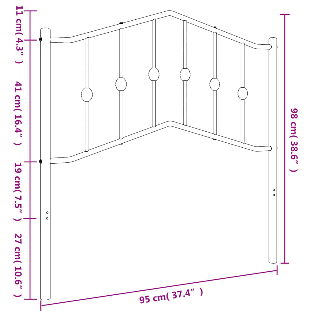 vidaXL Metal Replace Headboard White 90 cm