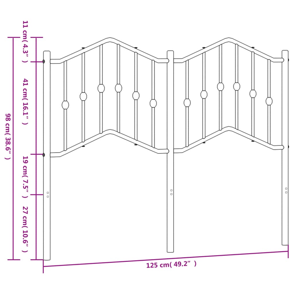 vidaXL Metal Replace Headboard White 120 cm