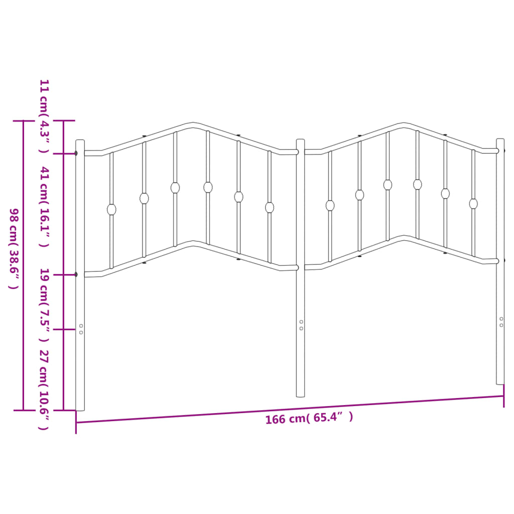 vidaXL Metal Replace Headboard White 160 cm
