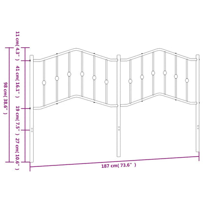 vidaXL Metal Replace Headboard White 180 cm