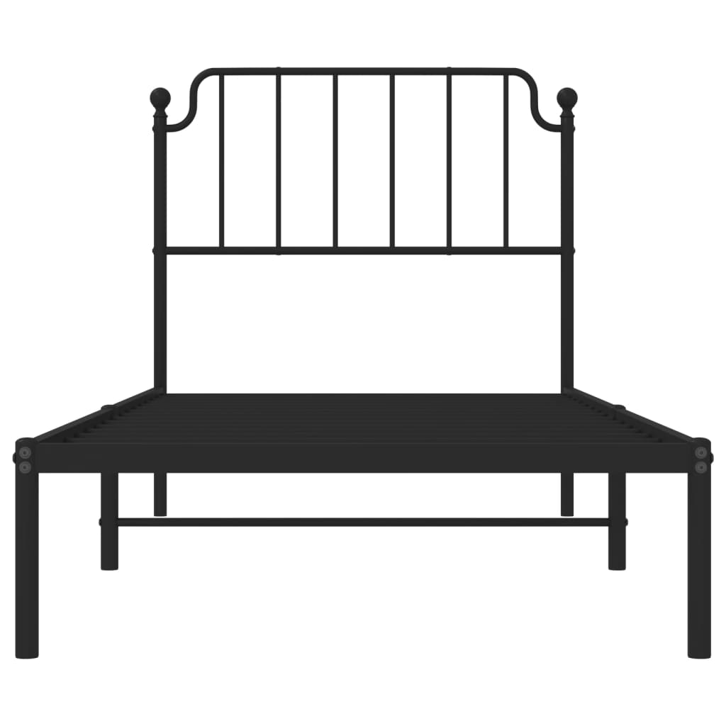 vidaXL Metal Bed Frame without Mattress with Headboard Black 90x200cm