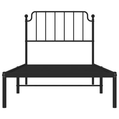 vidaXL Metal Bed Frame without Mattress with Headboard Black 90x200cm