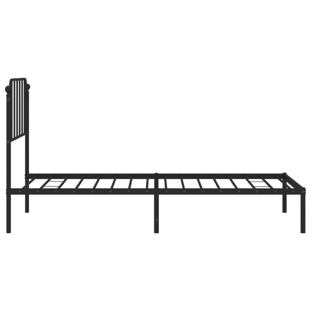 vidaXL Metal Bed Frame without Mattress with Headboard Black 90x200cm