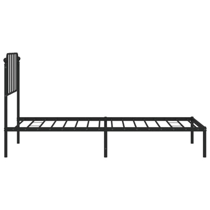 vidaXL Metal Bed Frame without Mattress with Headboard Black 90x200cm