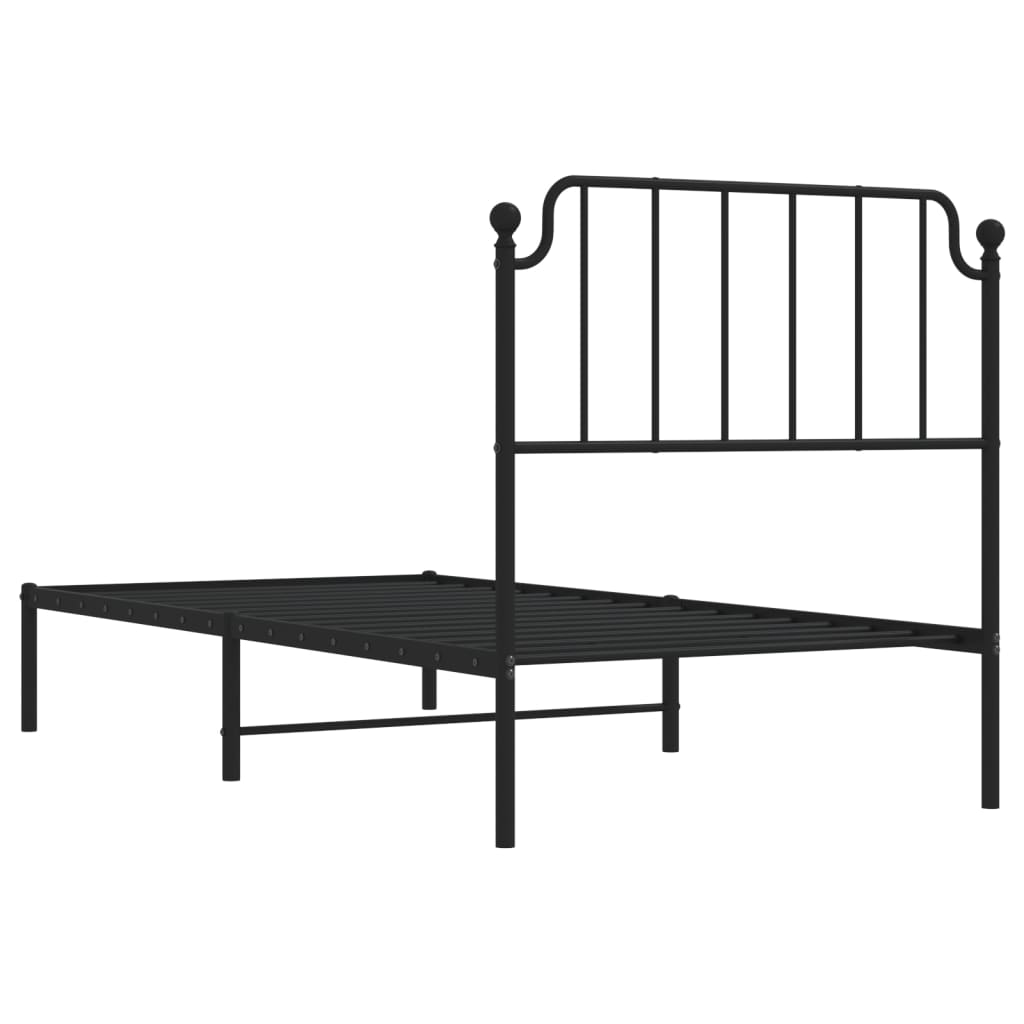 vidaXL Metal Bed Frame without Mattress with Headboard Black 90x200cm