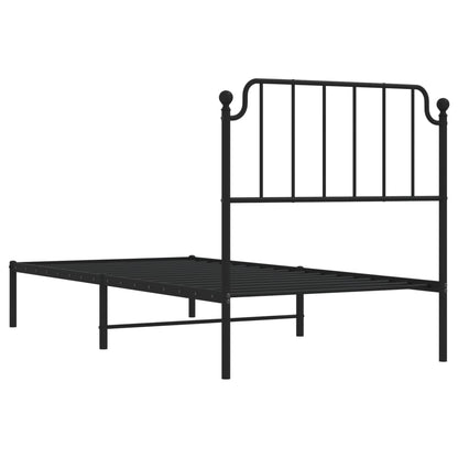 vidaXL Metal Bed Frame without Mattress with Headboard Black 90x200cm