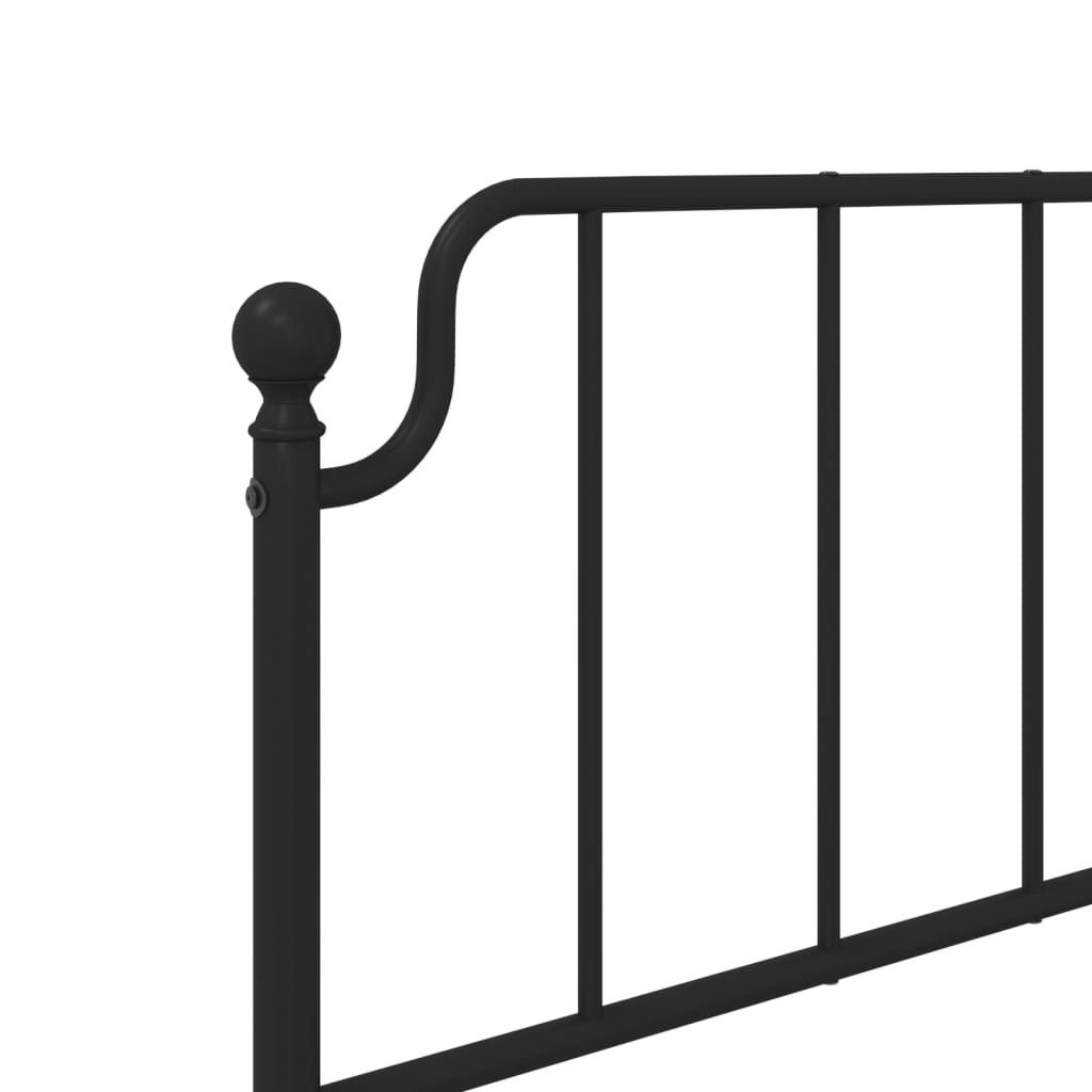 vidaXL Metal Bed Frame without Mattress with Headboard Black 90x200cm