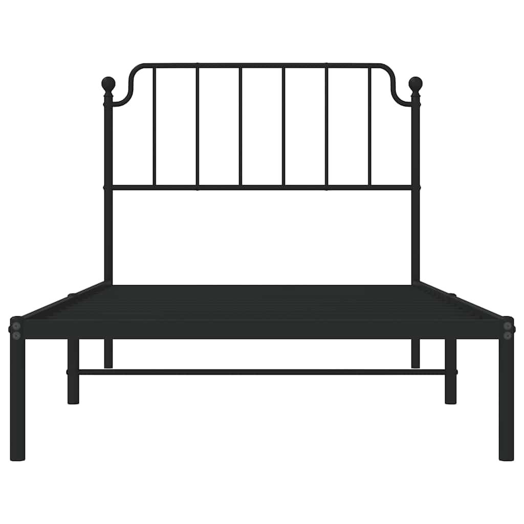 vidaXL Metal Bed Frame without Mattress with Headboard Black 100x190cm