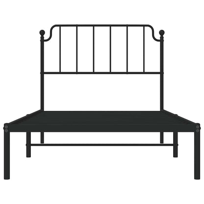 vidaXL Metal Bed Frame without Mattress with Headboard Black 100x190cm