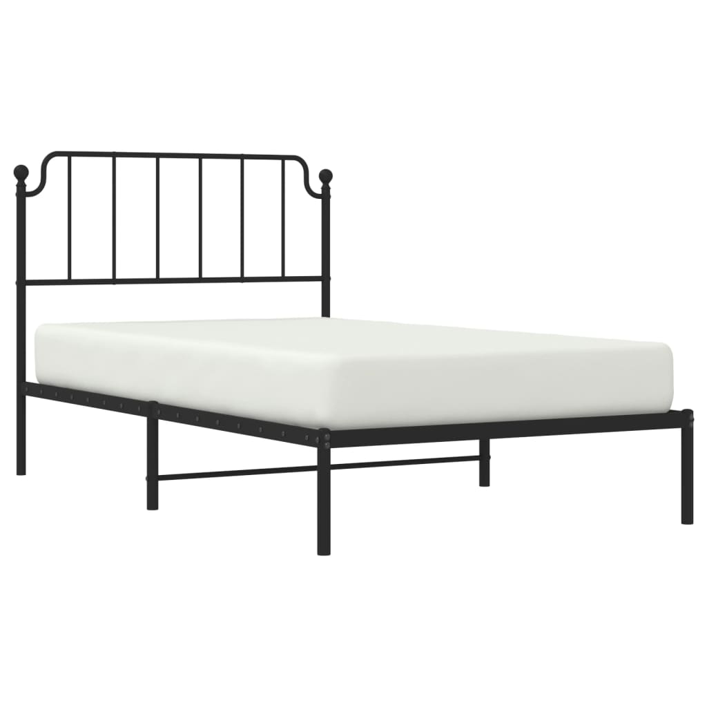 vidaXL Metal Bed Frame without Mattress with Headboard Black 107x203cm