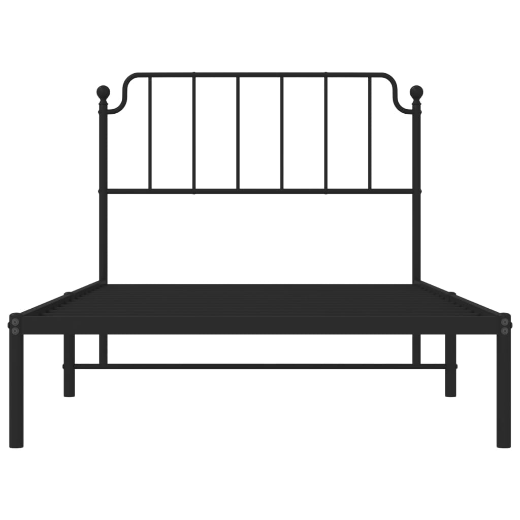 vidaXL Metal Bed Frame without Mattress with Headboard Black 107x203cm