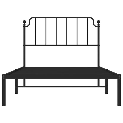 vidaXL Metal Bed Frame without Mattress with Headboard Black 107x203cm