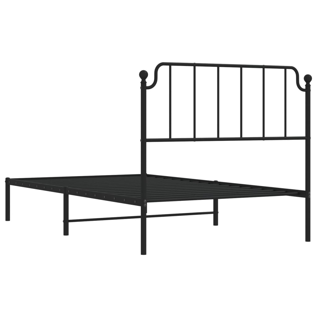 vidaXL Metal Bed Frame without Mattress with Headboard Black 107x203cm