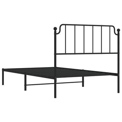vidaXL Metal Bed Frame without Mattress with Headboard Black 107x203cm