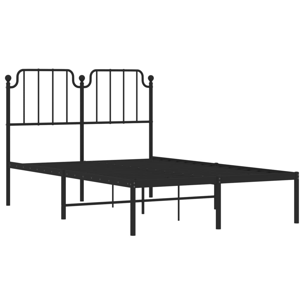 vidaXL Metal Bed Frame without Mattress with Headboard Black 120x200cm