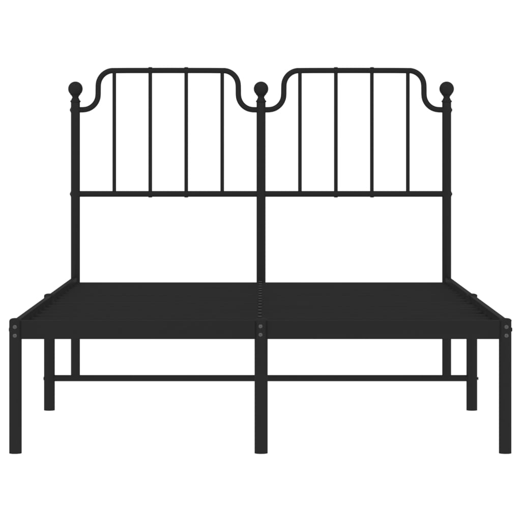 vidaXL Metal Bed Frame without Mattress with Headboard Black 120x200cm