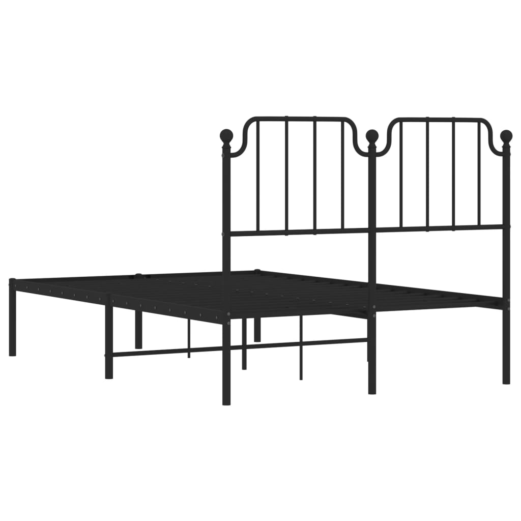 vidaXL Metal Bed Frame without Mattress with Headboard Black 120x200cm