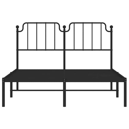 vidaXL Metal Bed Frame without Mattress with Headboard Black 135x190cm