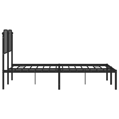 vidaXL Metal Bed Frame without Mattress with Headboard Black 135x190cm