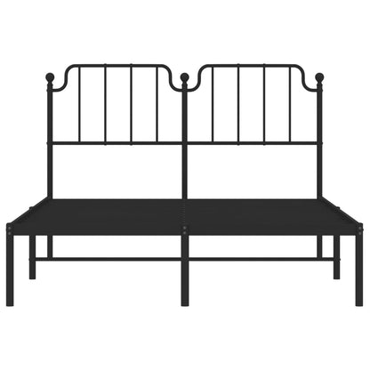vidaXL Metal Bed Frame without Mattress with Headboard Black 140x190cm