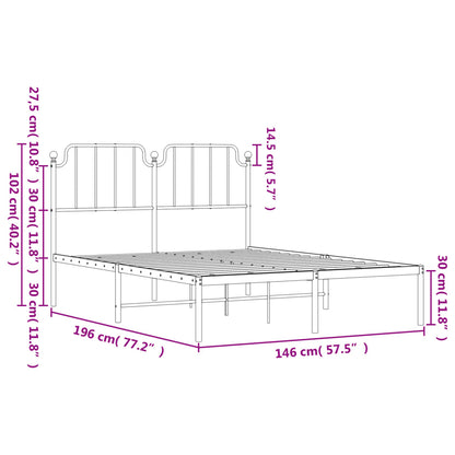 vidaXL Metal Bed Frame without Mattress with Headboard Black 140x190cm