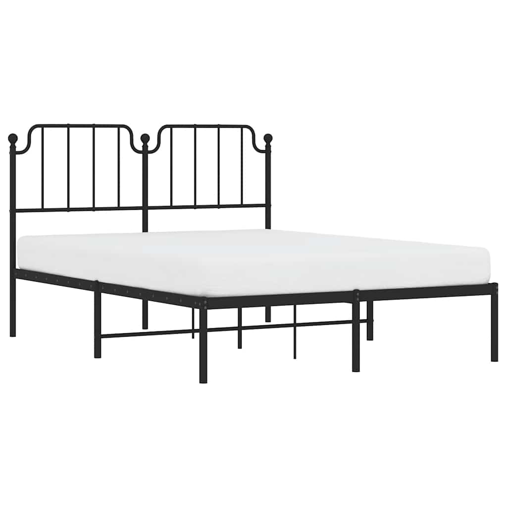 vidaXL Metal Bed Frame without Mattress with Headboard Black 150x200cm