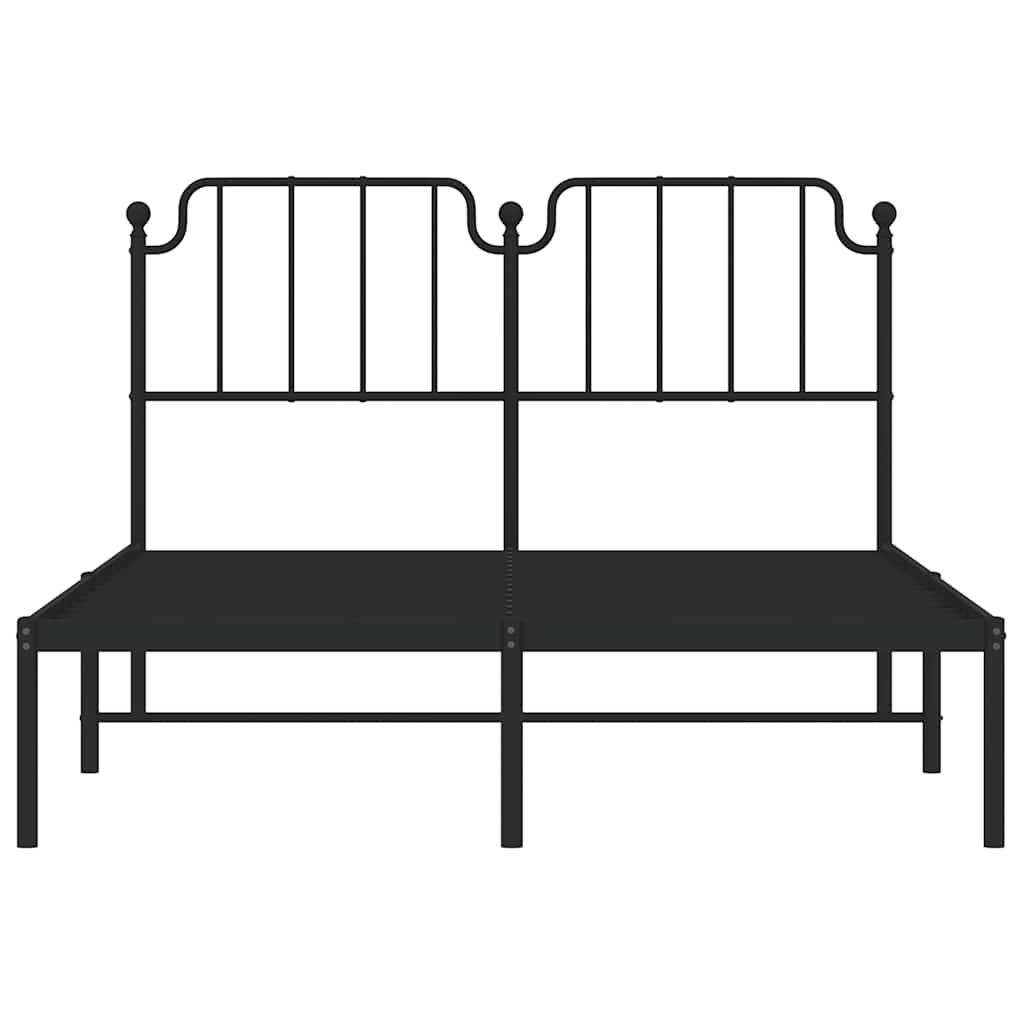 vidaXL Metal Bed Frame without Mattress with Headboard Black 150x200cm
