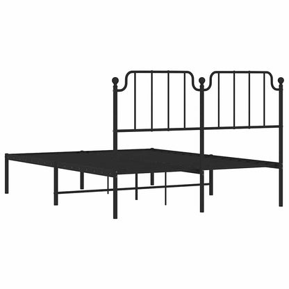 vidaXL Metal Bed Frame without Mattress with Headboard Black 150x200cm