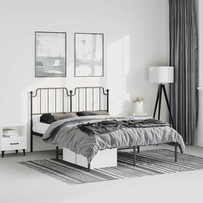 vidaXL Metal Bed Frame without Mattress with Headboard Black 150x200cm