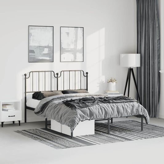 vidaXL Metal Bed Frame without Mattress with Headboard Black 150x200cm