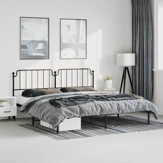 vidaXL Metal Bed Frame without Mattress with Headboard Black 183x213cm