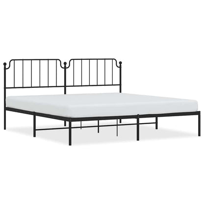 vidaXL Metal Bed Frame without Mattress with Headboard Black 193x203cm