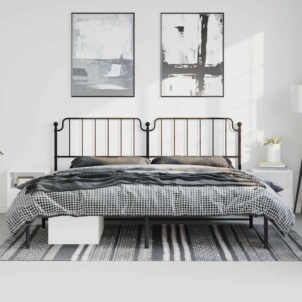 vidaXL Metal Bed Frame without Mattress with Headboard Black 193x203cm