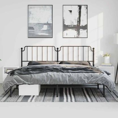vidaXL Metal Bed Frame without Mattress with Headboard Black 193x203cm