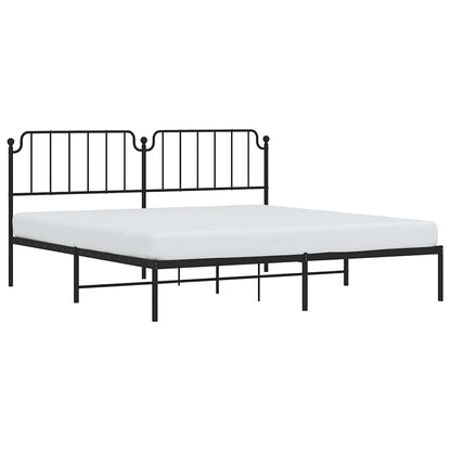 vidaXL Metal Bed Frame without Mattress with Headboard Black 193x203cm