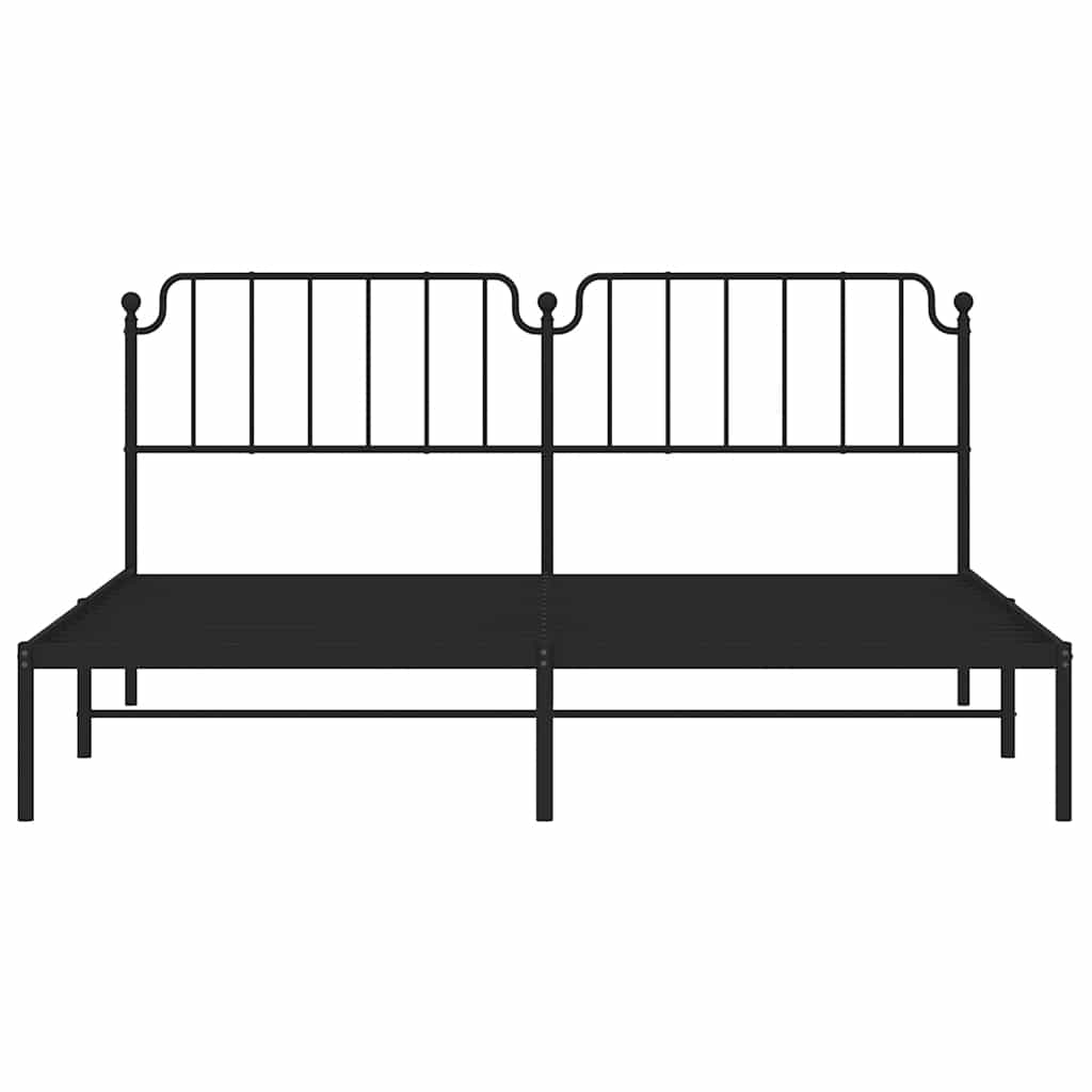 vidaXL Metal Bed Frame without Mattress with Headboard Black 193x203cm