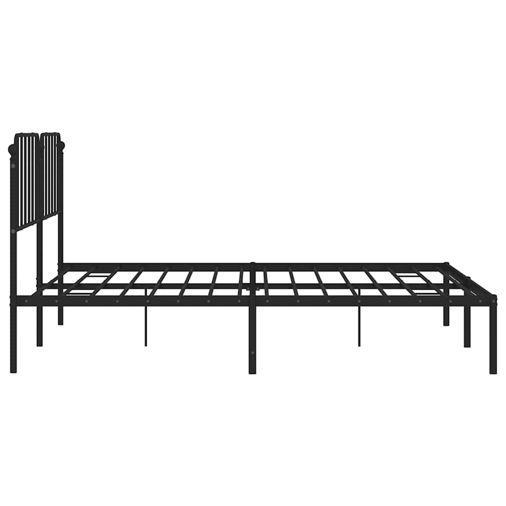 vidaXL Metal Bed Frame without Mattress with Headboard Black 193x203cm