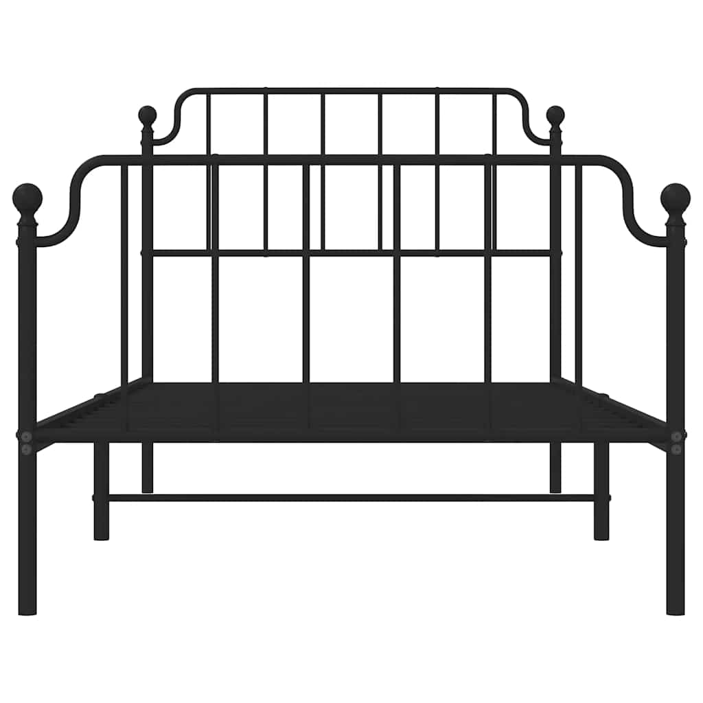 vidaXL Metal Bed Frame without Mattress with Footboard Black 100x200cm