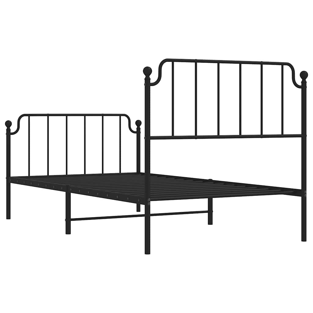 vidaXL Metal Bed Frame without Mattress with Footboard Black 100x200cm