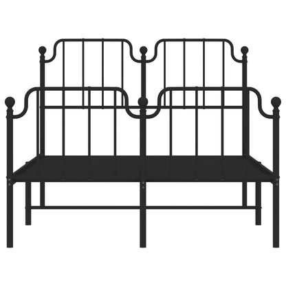 vidaXL Metal Bed Frame without Mattress with Footboard Black 120x200cm